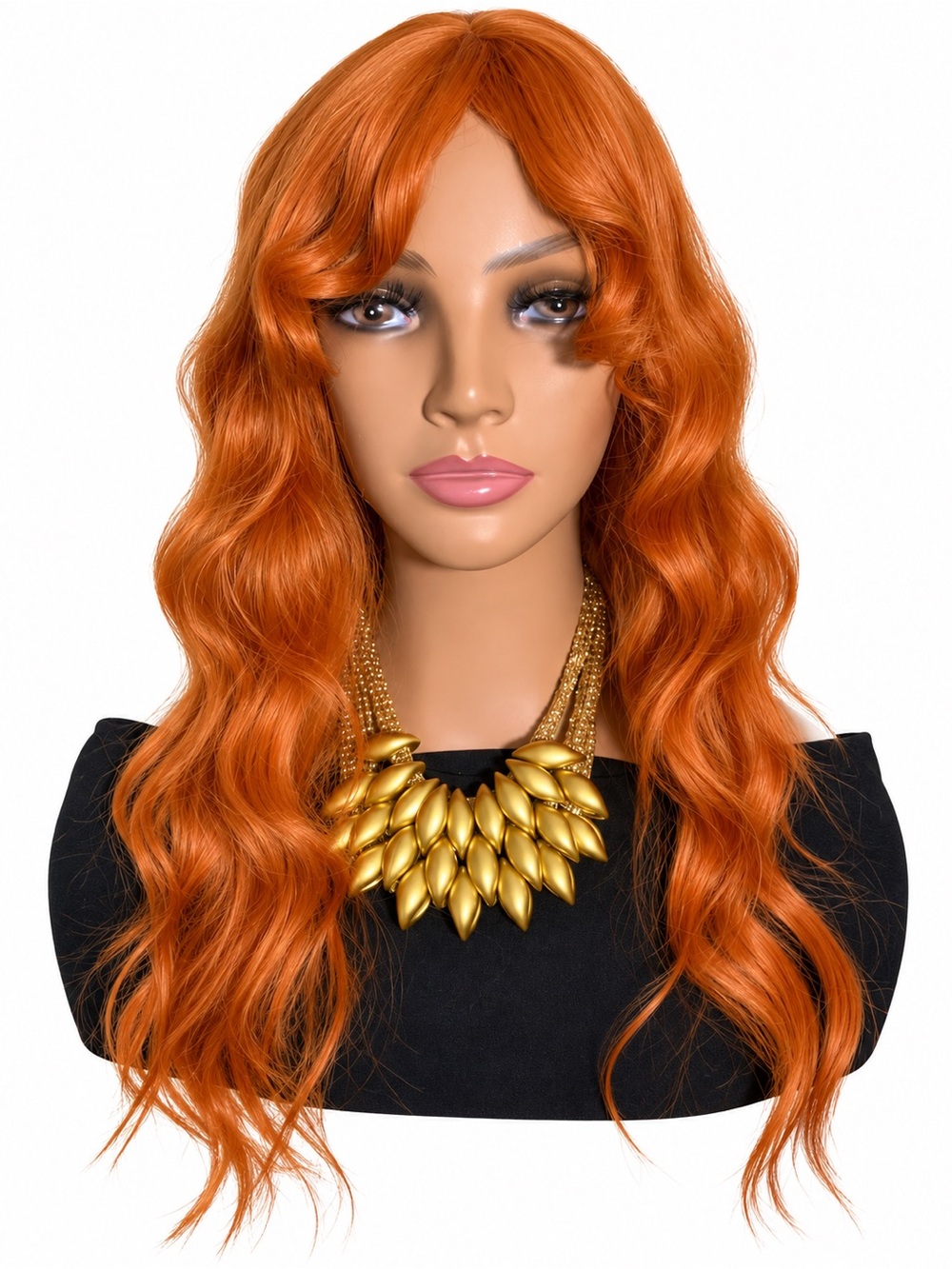 Deep Wave Long Wig in Copper Orange